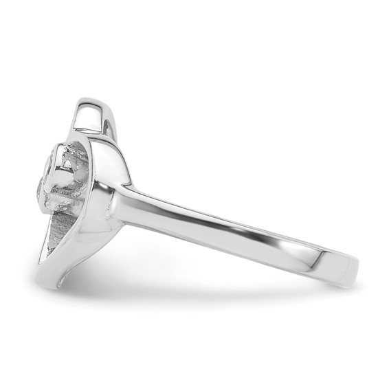 Sterling Silver Rhodium-plated CZ Open Heart Ring