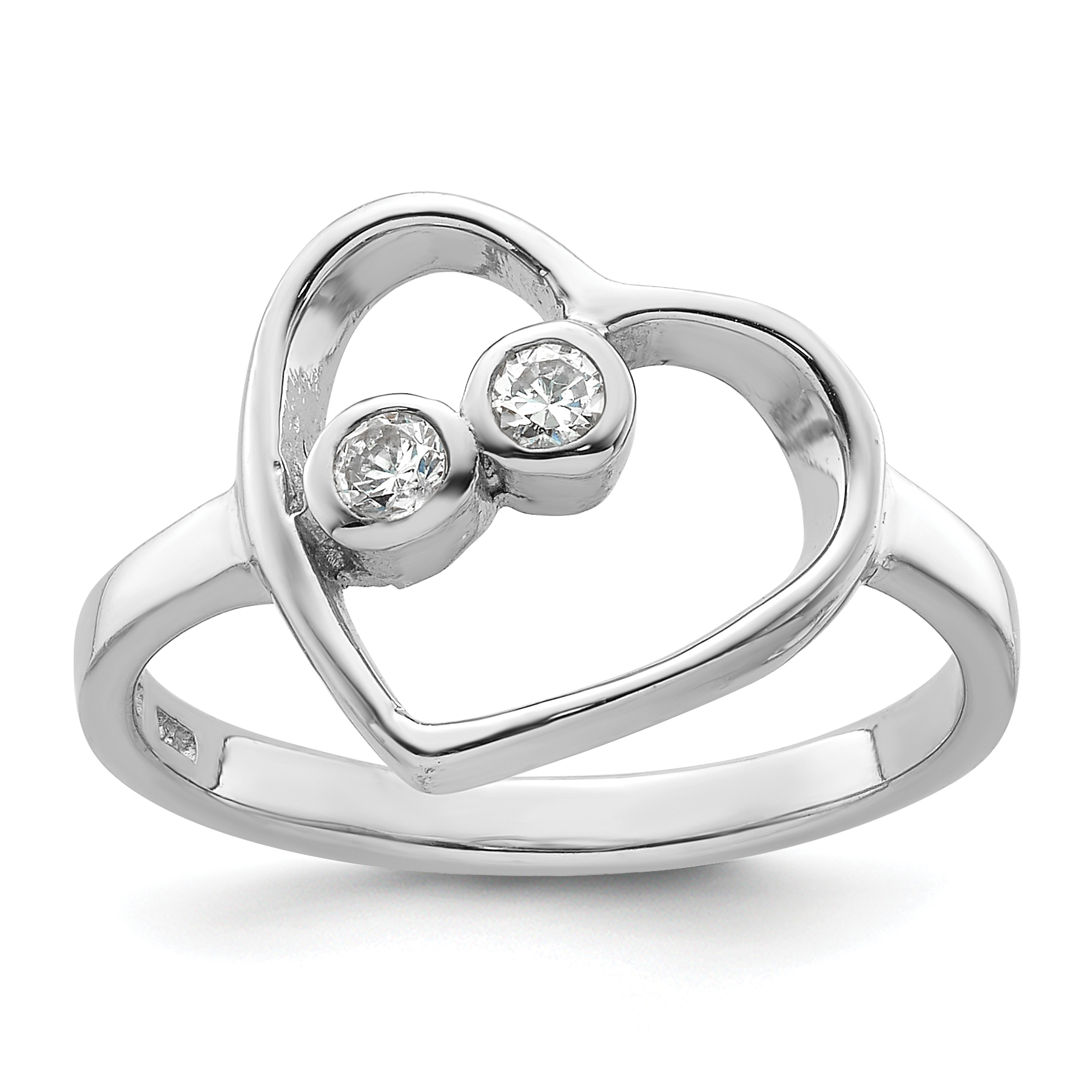 Sterling Silver Rhodium-plated CZ Open Heart Ring (QR7479-6)