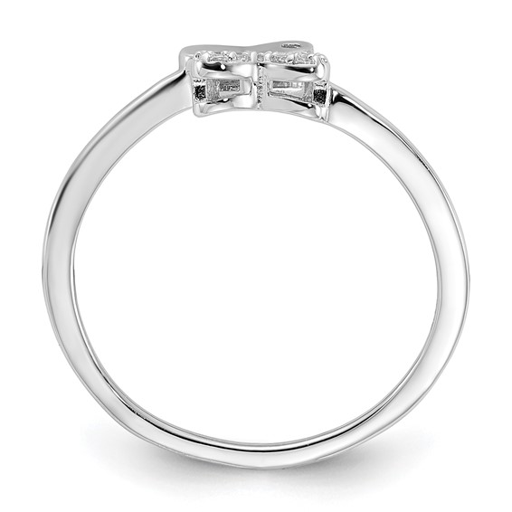 Sterling Silver Rhodium-plated CZ Double Heart Ring