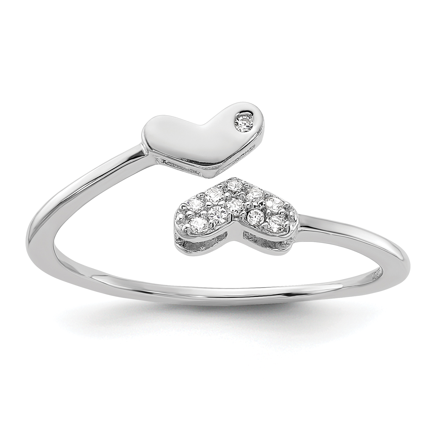 Sterling Silver Rhodium-plated CZ Double Heart Ring (QR7481-6)