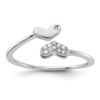 Sterling Silver Rhodium-plated CZ Double Heart Ring