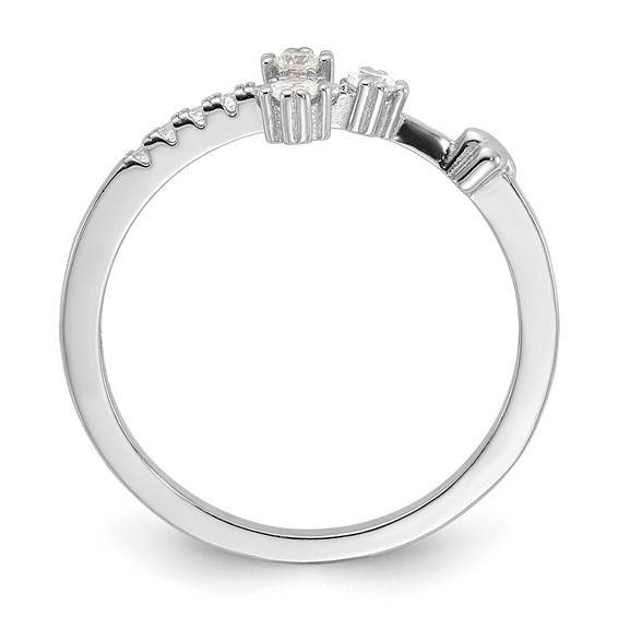 Sterling Silver Flash Platinum-plated CZ Cross Ring