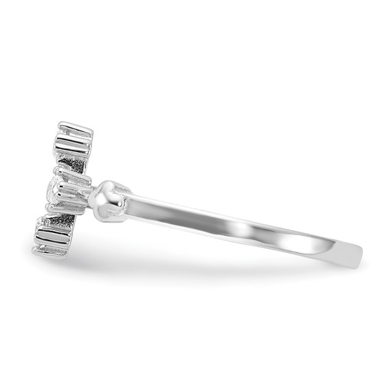 Sterling Silver Flash Platinum-plated CZ Cross Ring