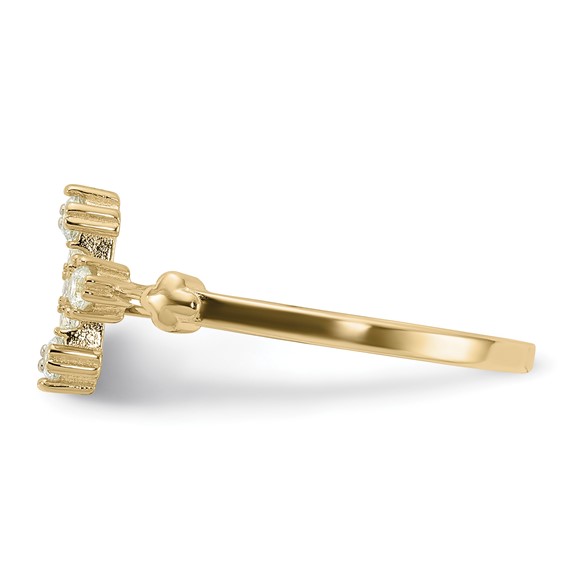 Sterling Silver Gold-tone CZ Cross Ring