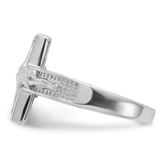 Sterling Silver Rhodium-plated INRI Crucifix Ring