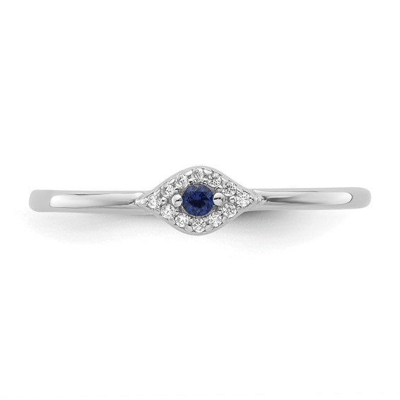 Sterling Silver Rhodium-plated Blue and Clear CZ Evil Eye Ring