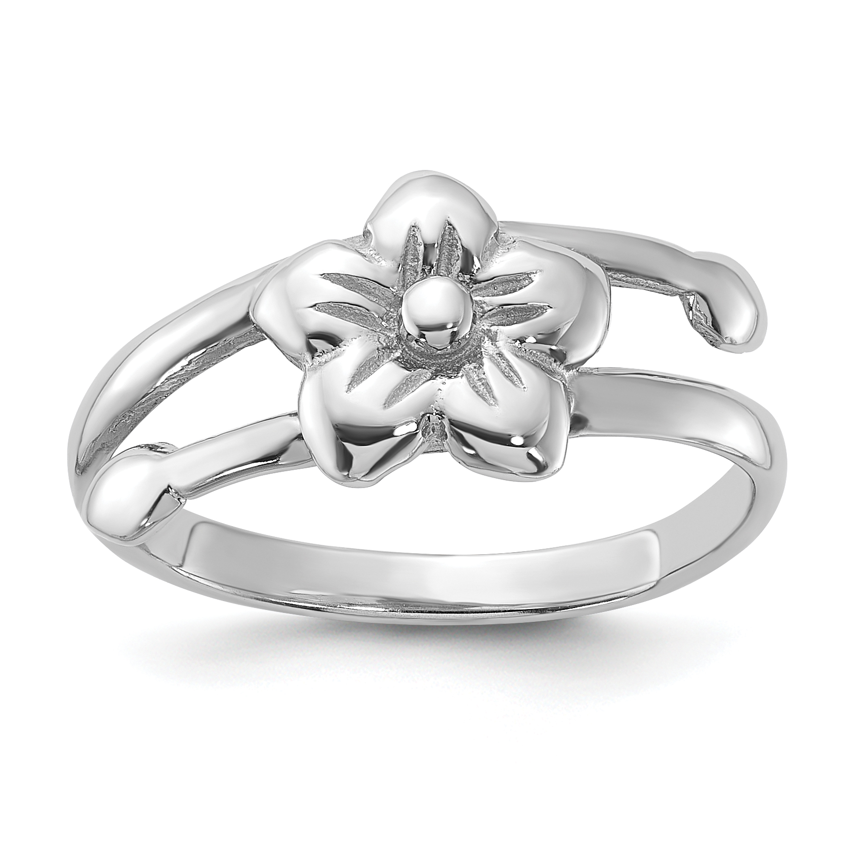 Sterling Silver Rhodium-Plated Polished Flower Ring (QR7497-6)