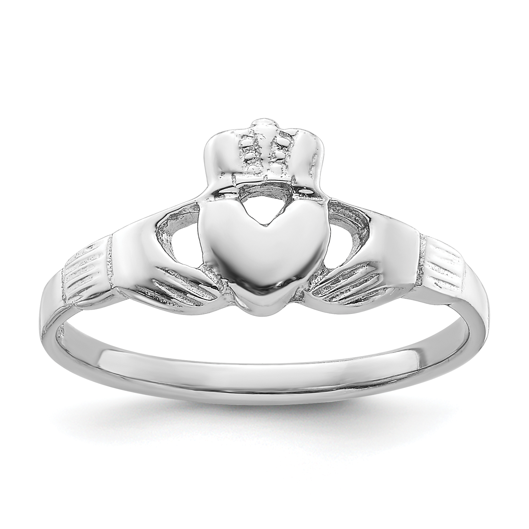 Sterling Silver Rhodium-plated Claddagh Ring (QR7502-6)
