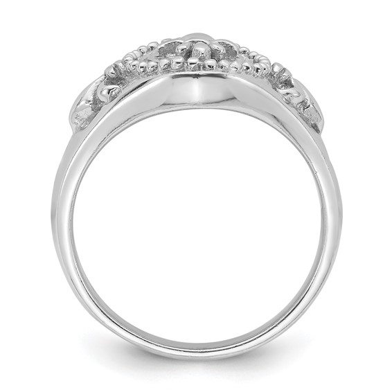 Sterling Silver Rhodium-plated Fleur de Lis Ring