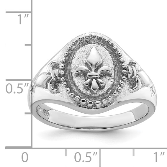 Sterling Silver Rhodium-plated Fleur de Lis Ring