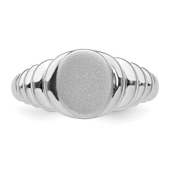 Sterling Silver Rhodium-plated Satin and Polished Signet Ring
