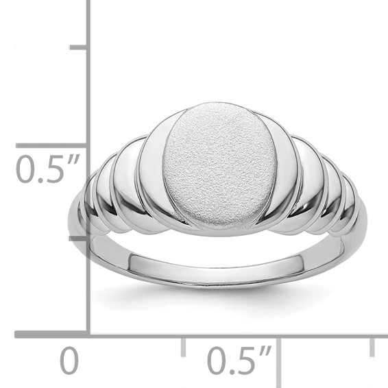 Sterling Silver Rhodium-plated Satin and Polished Signet Ring
