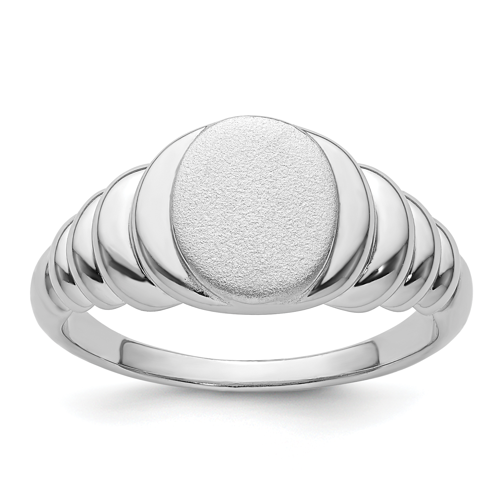 Sterling Silver Rhodium-plated Satin and Polished Signet Ring (QR7506-6)