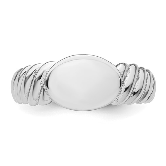 Sterling Silver Rhodium-plated Polished Twist Signet Ring