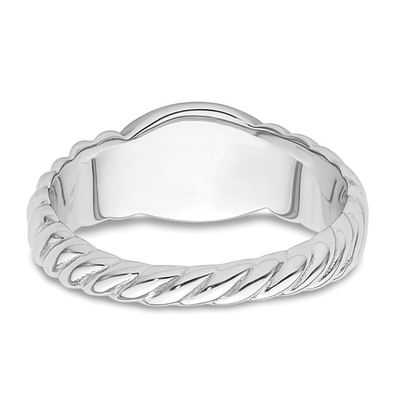 Sterling Silver Rhodium-plated Polished Twist Signet Ring