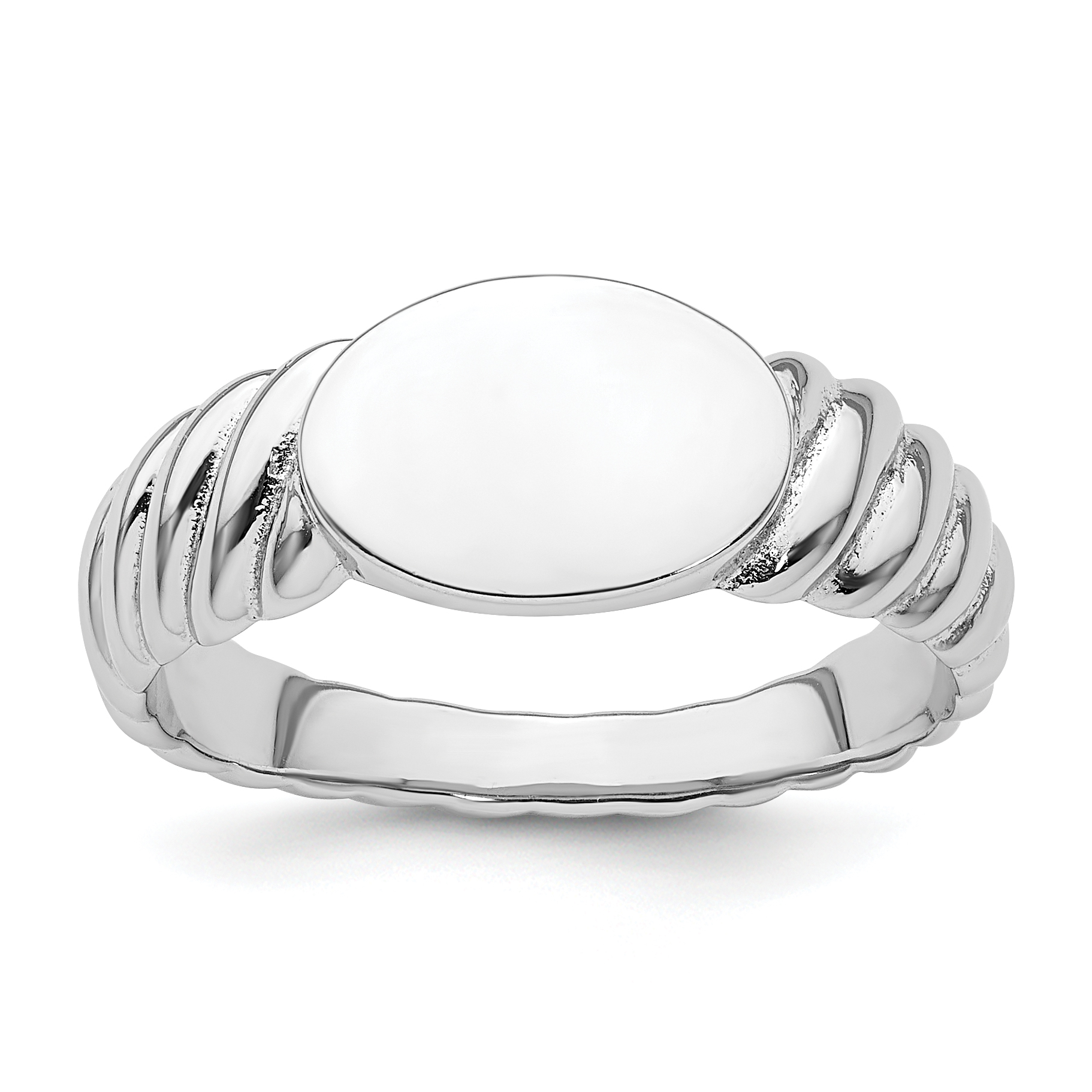 Sterling Silver Rhodium-plated Polished Twist Signet Ring (QR7507-6)