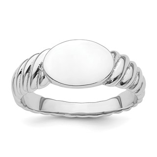 Sterling Silver Rhodium-plated Polished Twist Signet Ring
