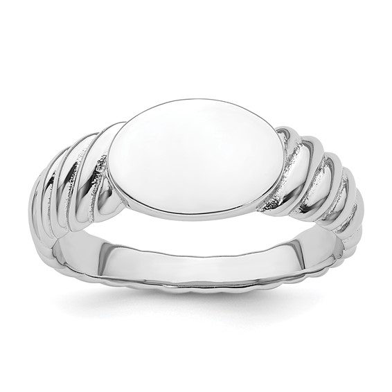 Sterling Silver Rhodium-plated Polished Twist Signet Ring