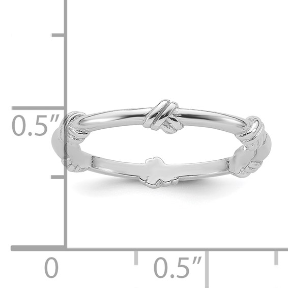Sterling Silver Rhodium-plated Knot Ring
