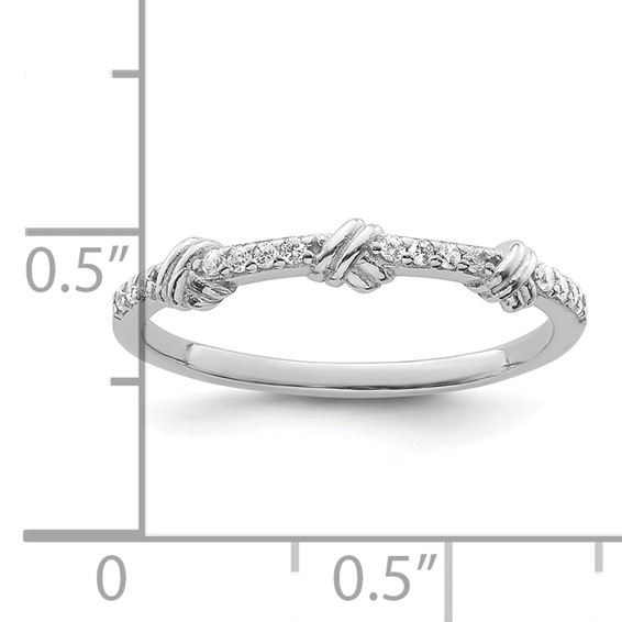 Sterling Silver Rhodium-plated Clear CZ Knot Ring