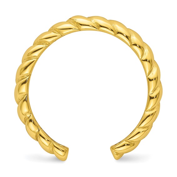 Sterling Silver Flash Gold-plated Textured Twist Adjustable Ring