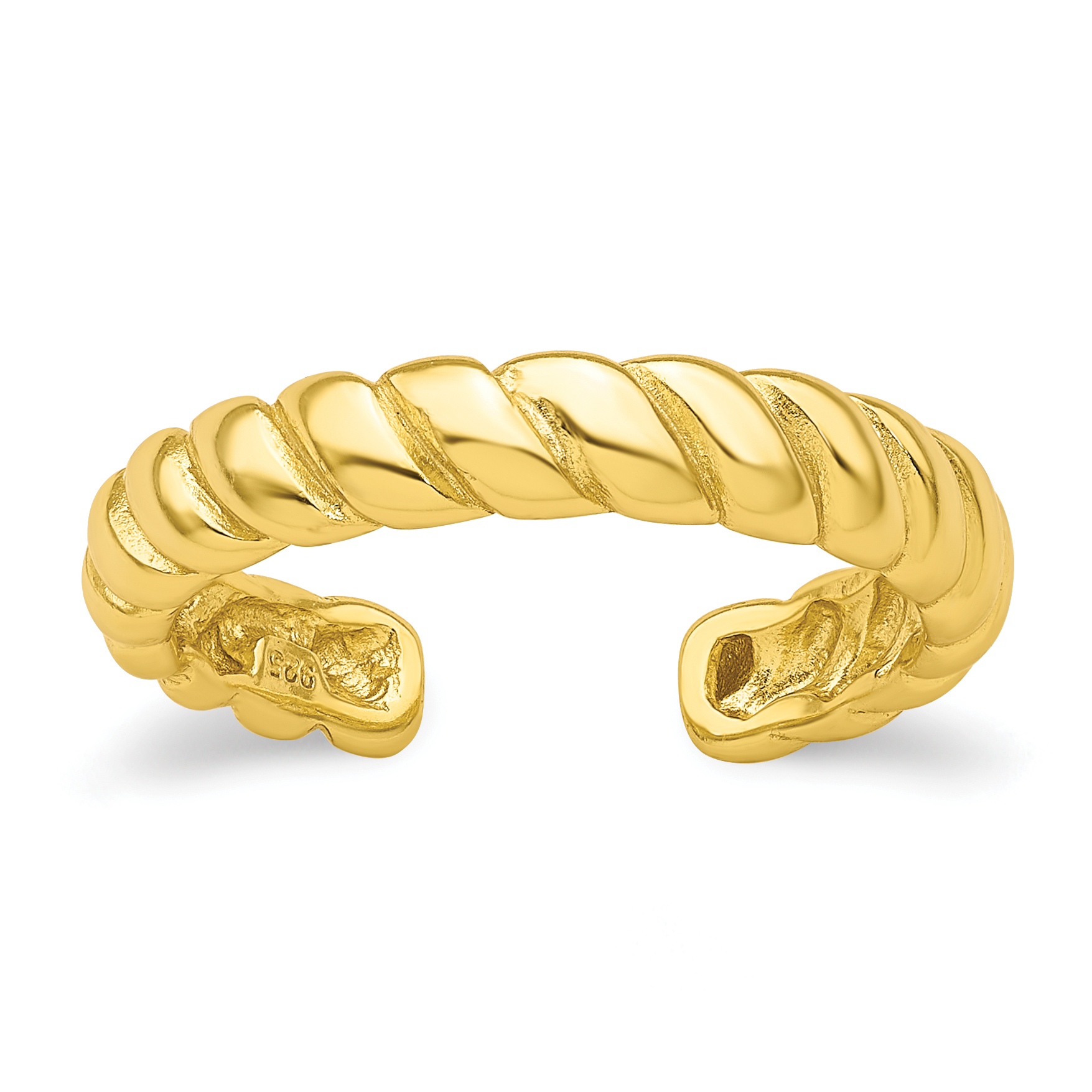 Sterling Silver Flash Gold-plated Textured Twist Adjustable Ring (QR7514GP)