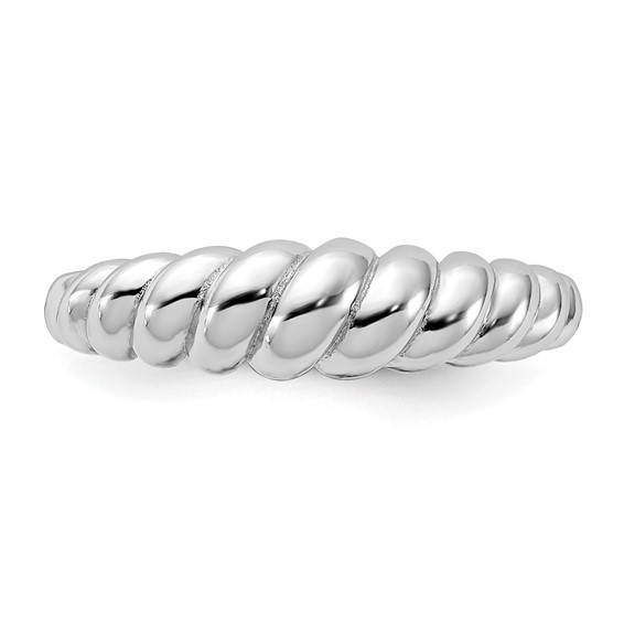 Sterling Silver Rhodium-plated Scalloped Ring