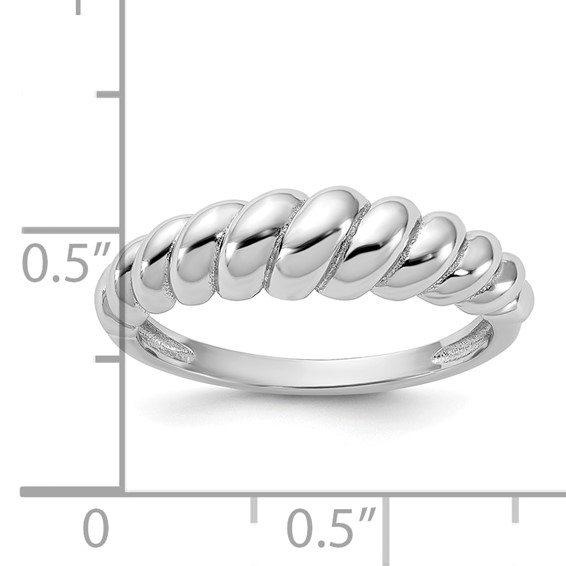 Sterling Silver Rhodium-plated Scalloped Ring