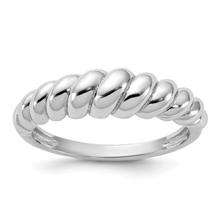 Sterling Silver Rhodium-plated Scalloped Ring