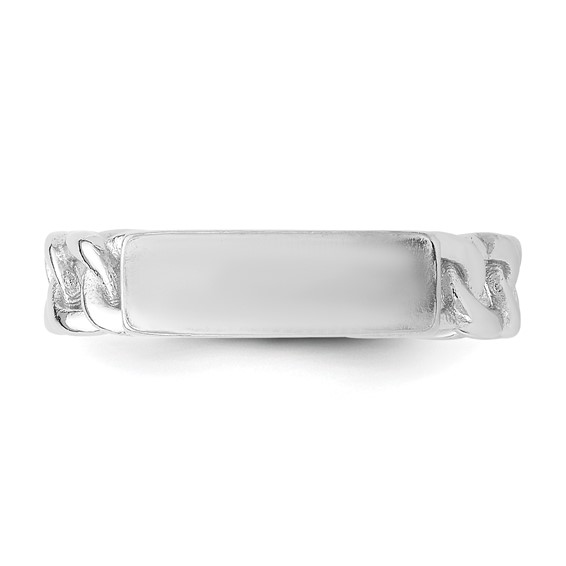 Sterling Silver Rhodium-plated Bar and Chain Link Adjustable Ring