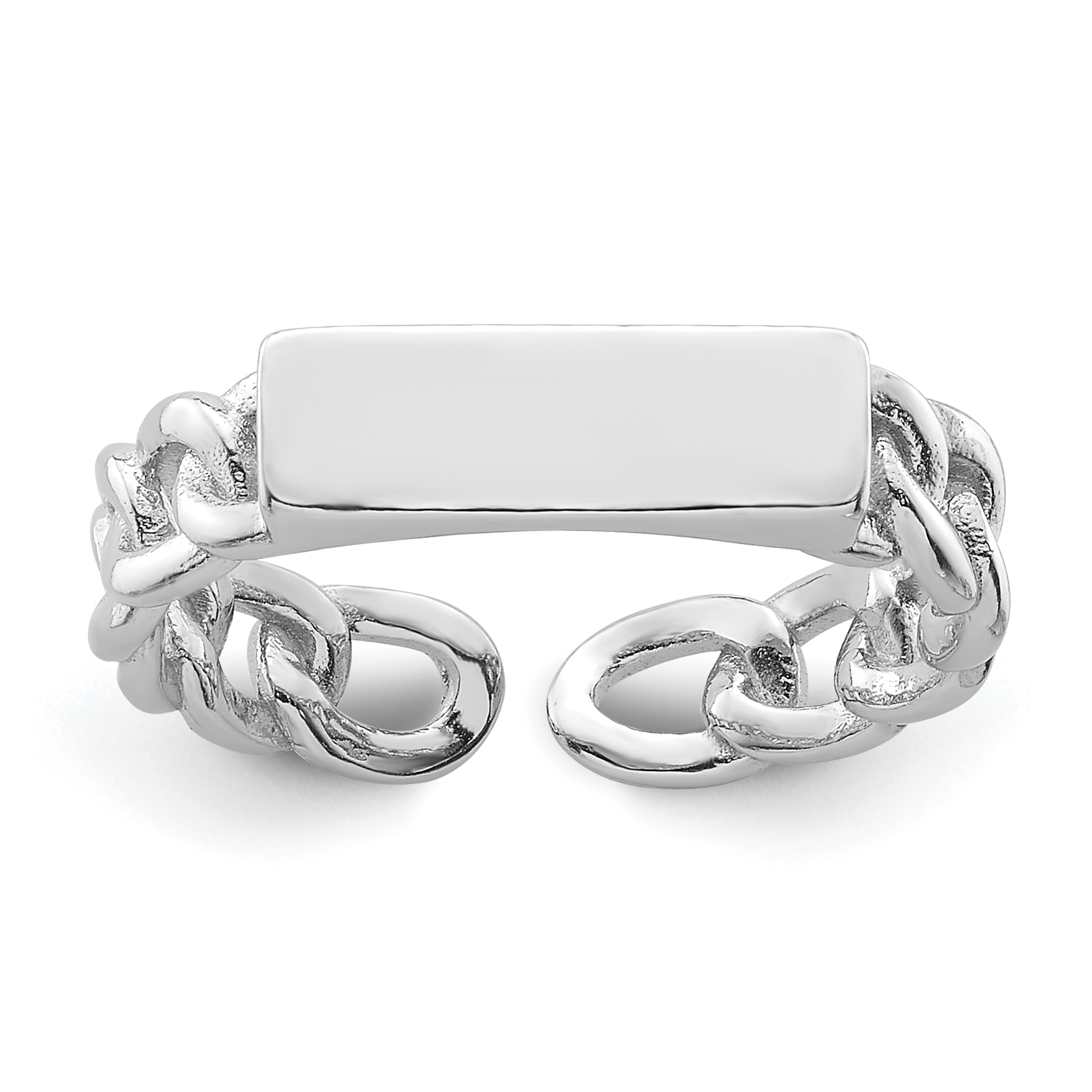 Sterling Silver Rhodium-plated Bar and Chain Link Adjustable Ring (QR7516-7)