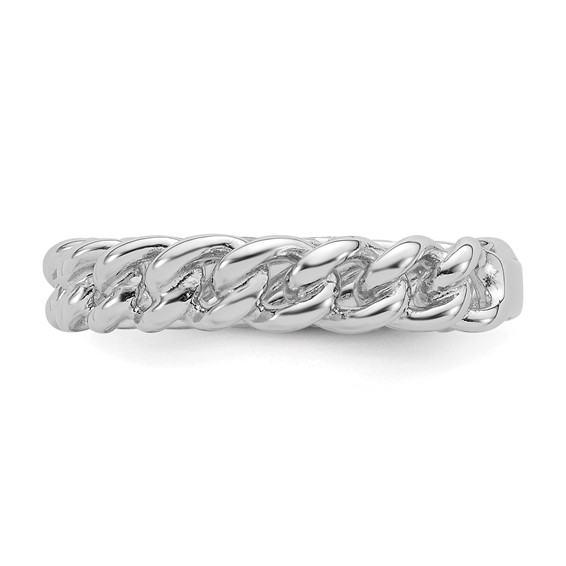 Sterling Silver Rhodium-plated Polished Chain Link Ring