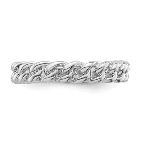 Sterling Silver Rhodium-plated Polished Chain Link Ring
