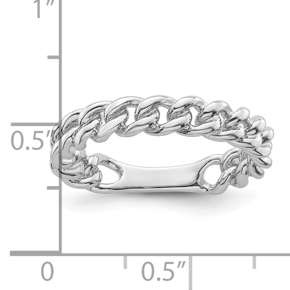 Sterling Silver Rhodium-plated Polished Chain Link Ring