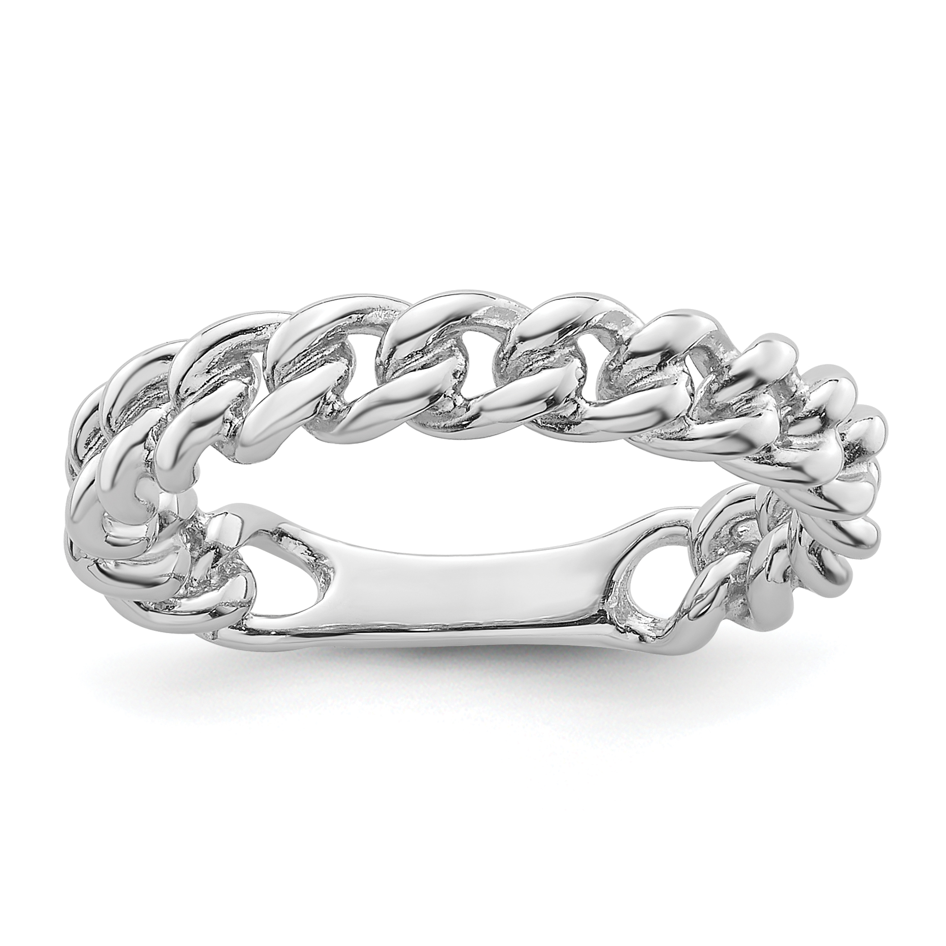 Sterling Silver Rhodium-plated Polished Chain Link Ring (QR7517-6)