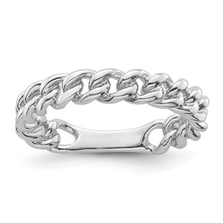 Sterling Silver Rhodium-plated Polished Chain Link Ring