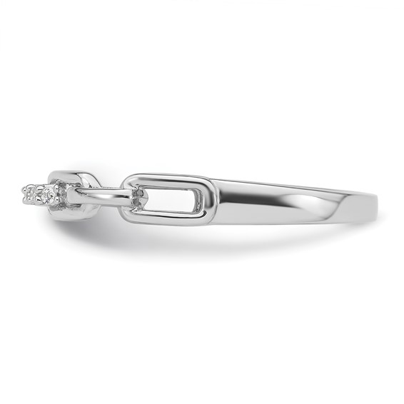 Sterling Silver Rhodium-plated CZ Link Ring