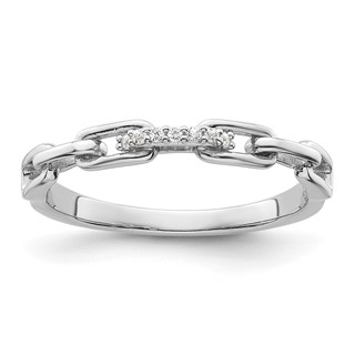 Sterling Silver Rhodium-plated CZ Link Ring