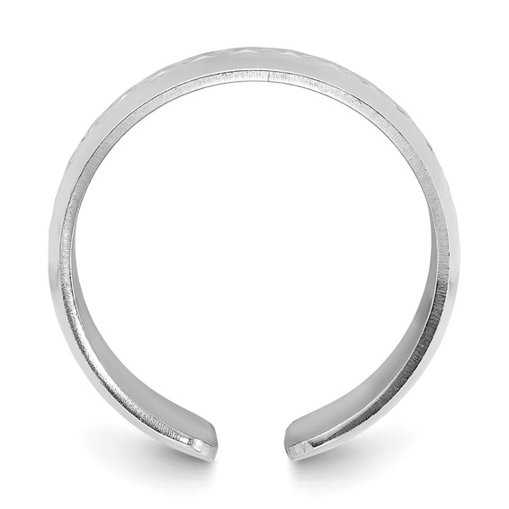 Sterling Silver Rhodium Plated and Textured Adjustable Ring