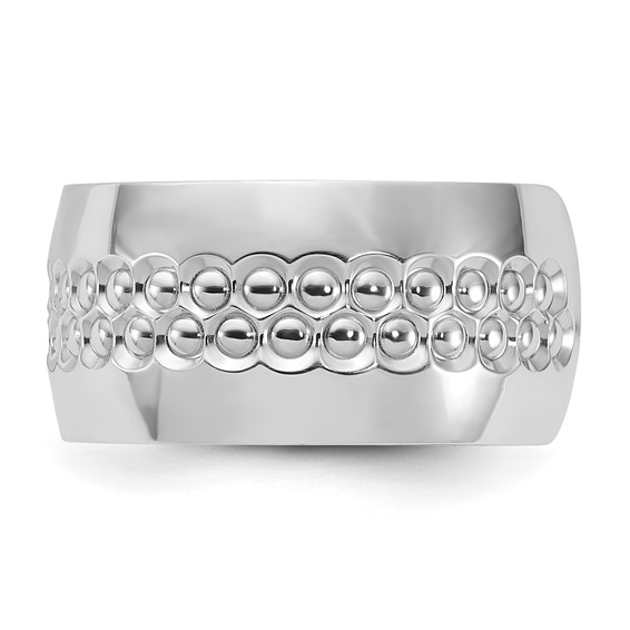 Sterling Silver Rhodium Plated and Textured Adjustable Ring