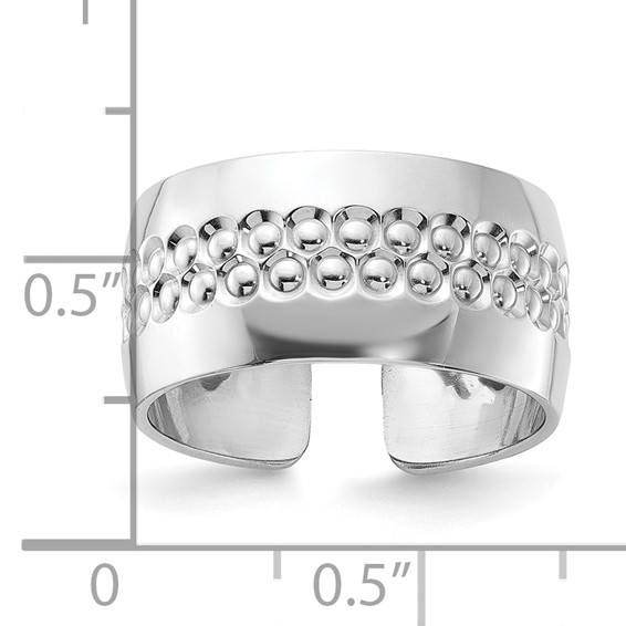 Sterling Silver Rhodium Plated and Textured Adjustable Ring