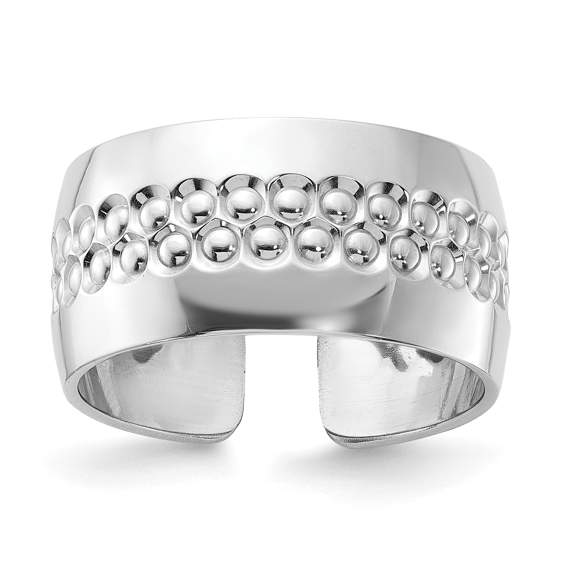 Sterling Silver Rhodium Plated and Textured Adjustable Ring (QR7524)