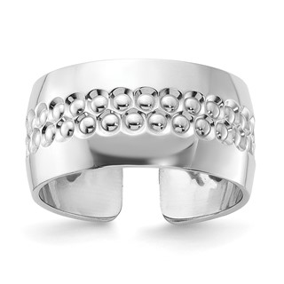 Sterling Silver Rhodium Plated and Textured Adjustable Ring