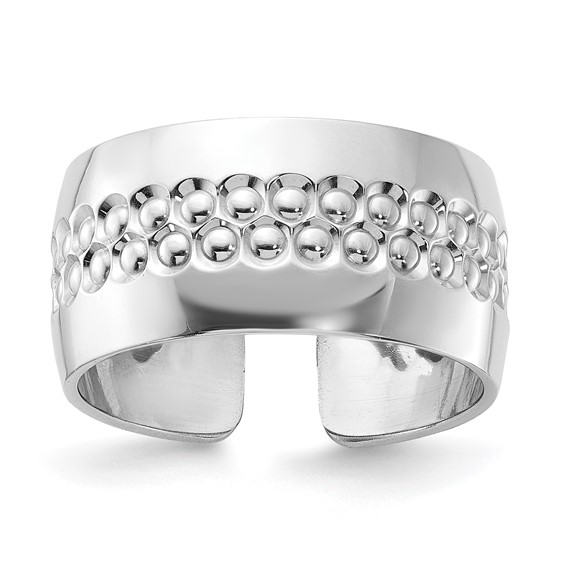 Sterling Silver Rhodium Plated and Textured Adjustable Ring
