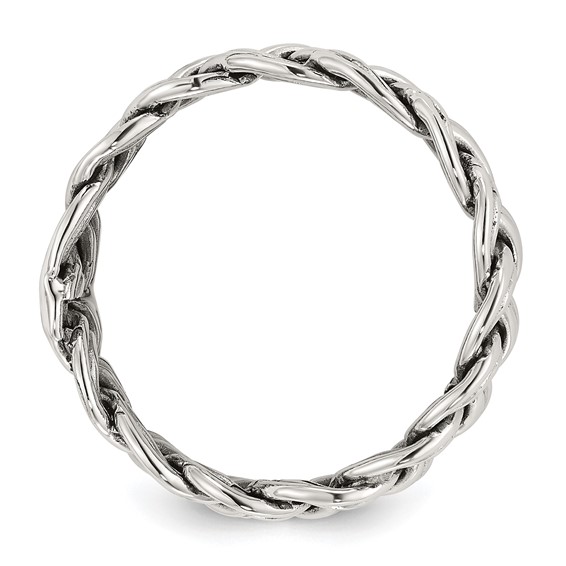 Sterling Silver Oxidize and Polished 6mm Braided Band