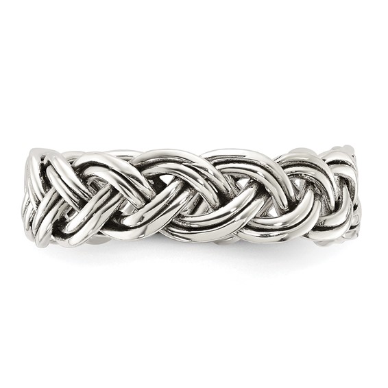 Sterling Silver Oxidize and Polished 6mm Braided Band