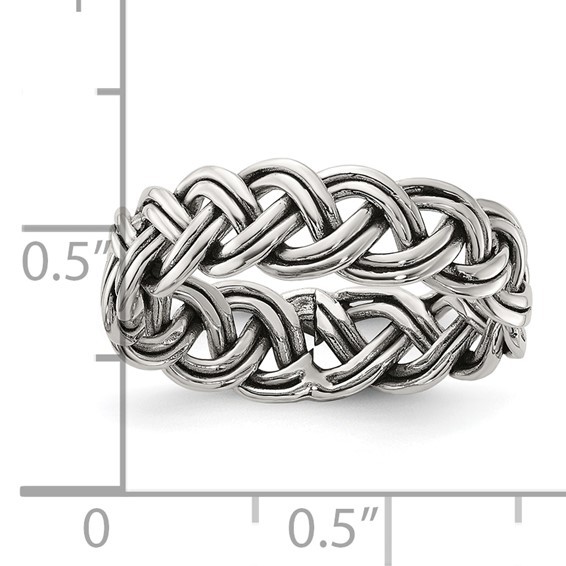 Sterling Silver Oxidize and Polished 6mm Braided Band