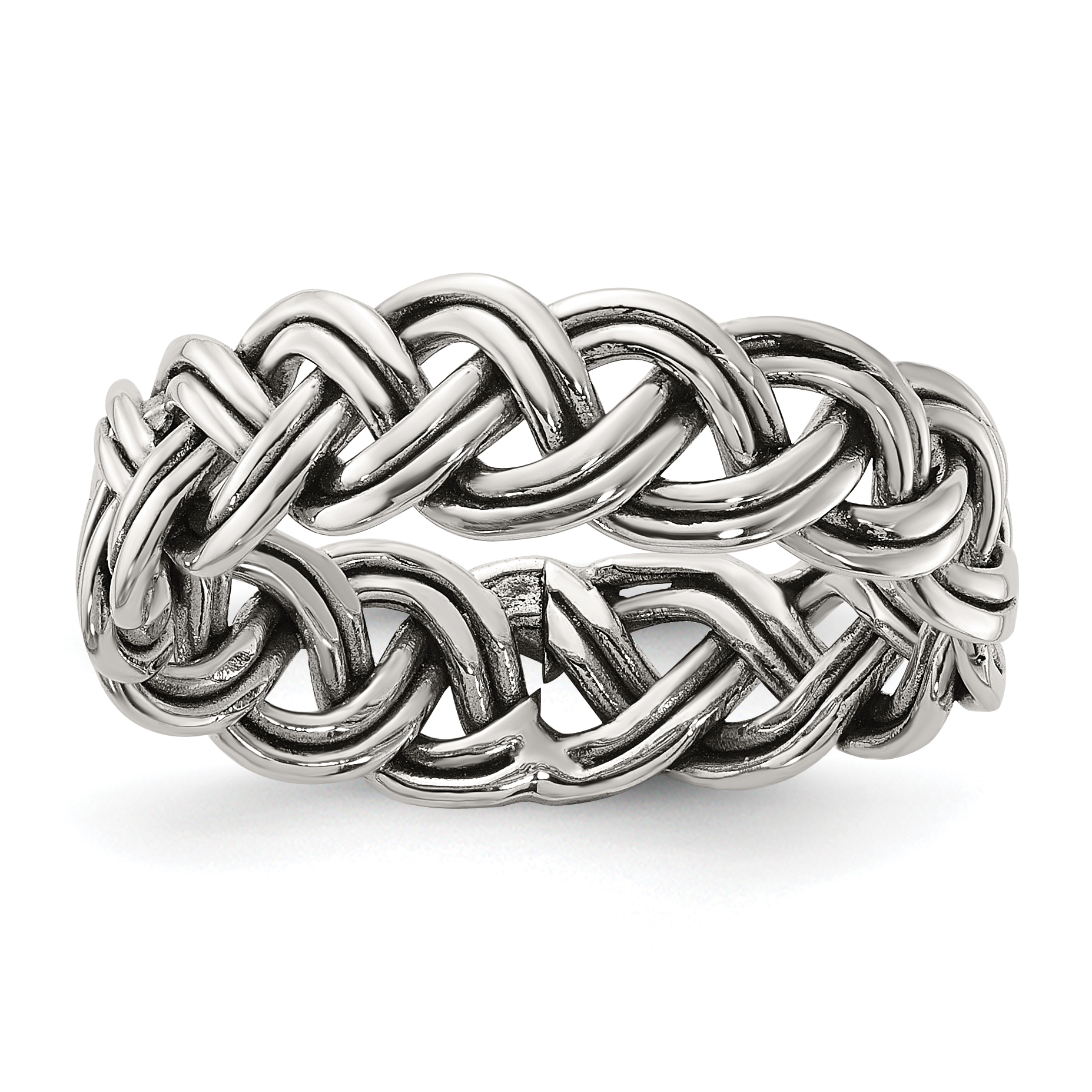 Sterling Silver Oxidize and Polished 6mm Braided Band (QR7526-6)