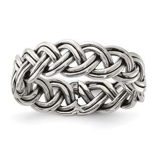Sterling Silver Oxidize and Polished 6mm Braided Band