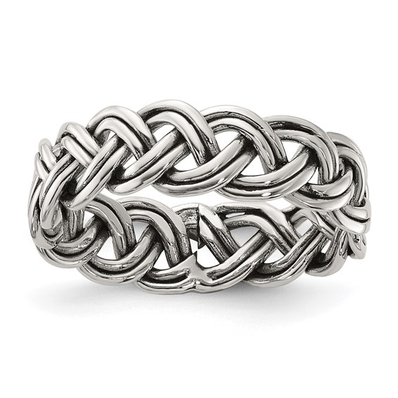 Sterling Silver Oxidize and Polished 6mm Braided Band